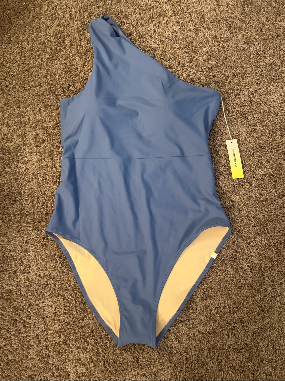 Summmersalt Ruched Sidestroke One-Shoulder One-Piece Swimsuit - Mountain Blue - Picture 1 of 12